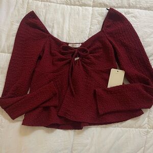 Women's Burgundy Textured Top